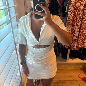 Zara Cut-Out Linen Mini Dress